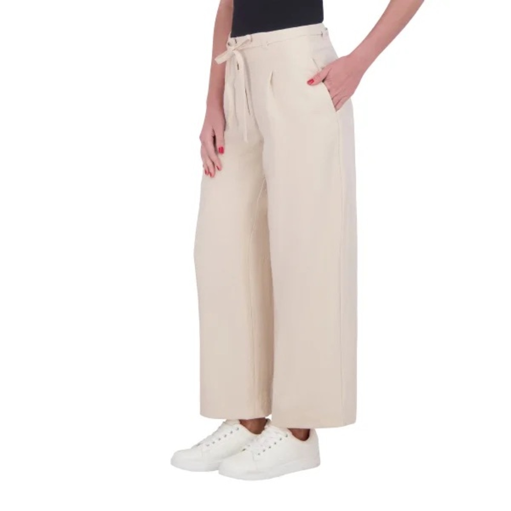 DKNY NWT drawstring ankle pants linen like sz 12 , 16” stretchy waist